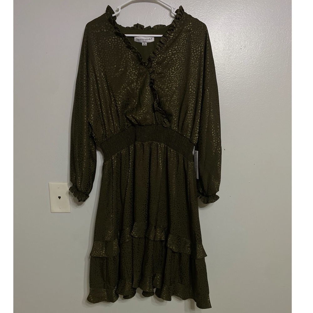 Long sleeve ruffled snakeskin dress